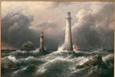 H.M.S. Lord Warden ud for Eddystone Lighthouses