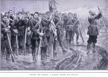 Før slaget: En russisk bøn om succes, illustration fra Cassells History of the Russo-Japanese War Vol 1, ca. 1900