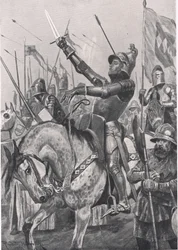 Henry Hotspurs død, 21. juli 1403, illustration fra "British Battles on Land and Sea", udgivet af Cassell, London, ca. 1910