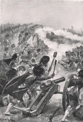 Highlanders vender de erobrede franske kanoner mod Brenniers bataljoner, illustration fra 
