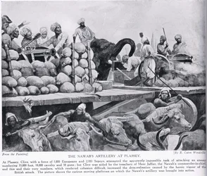 Nawabs artilleri ved Plassey, illustration fra 