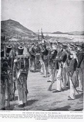 Overdragelsen af Hong Kong til briterne, 1841, illustration fra 