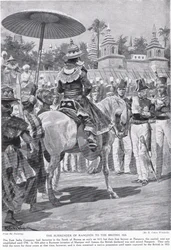 Overgivelsen af Rangoon til briterne, 1824, illustration fra 