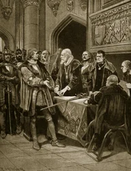 Lord Thomas Fitzgerald kaster sit sværd, illustration fra 