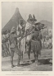 Fjendtlighederne i Nigeria, en britisk ekspeditionsofficer, der interviewer en chef