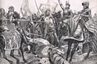 The Last Stand af John II France ved slaget ved Poitiers, illustration fra 