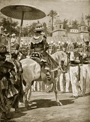 Overgivelsen af Rangoon til briterne, 1824, illustration fra 