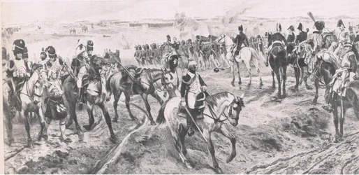 Waterloo 18. juni 1815: Den gamle garde, illustration fra britiske slag på land og hav, 1915