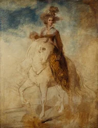 Ridesportræt af en dame, der siges at være Lady Elizabeth Foster (olie på panel)
