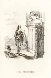 Dødens skelet og en minstrel. ,1827 (gravering)