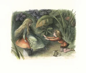 Elf Prince afvist af en fe på en paddehatte (litografi)
