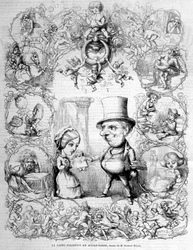 Valentinsdag fejret i England. Illustration af Richard Doyle (1824 - 1883).