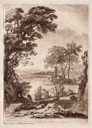 Liber Veritatis: Nr. 47, En flodscene med fundet af Moses