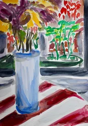 Blå vase og vindueskasse, 2015
