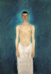 Semi-nøgen selvportræt - Maleri af Richard Gerstl (1883-1908), olie på lærred (159x109 cm)