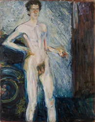 Nøgen selvportræt med palet - Gerstl, Richard (1883-1908) - 1908 - Olie på lærred - 139,3x100 - Leopold Museum, Wien