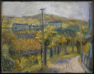 Bøjning i vejen, Nussdorf, udsigt over Kahlenberg (maleri på lærred)