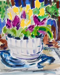 Flowers in a Barrel, 2021 (akvarel på papir)