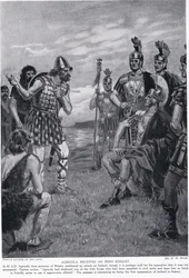 Agricola modtager en irsk kongekarl, illustration fra "Hutchinson