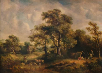 Landskab med sigøjnertelt, 1800-tallet, 1935
