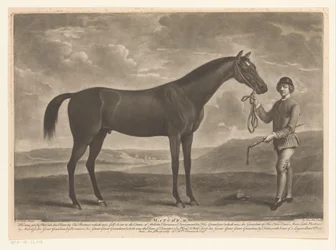 Racepaard med jockey Matchem (titel på objekt)