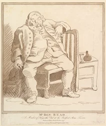 Mr. Ben: Read, et medlem af Hogarths Club på Bedford Arms Tavern, tegnet b..., 27. november 1781.