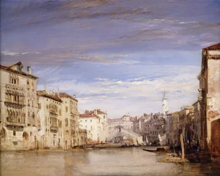 En udsigt over Canal Grande Venedig, fra Palazzo Bernardo, der ser mod Rialtobroen,