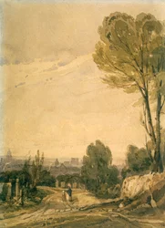 Paris set fra Pere Lachaise kirkegård, c1825