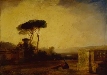 Udsigt over grunden til en villa nær Firenze (olie på lærred)