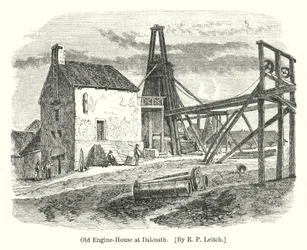 Gammelt maskinhus ved Dalcoath (gravering)