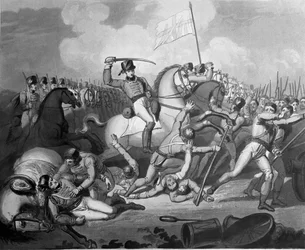 Kavaleriangreb mod fransk infanteri, Slaget ved Salamanca, 22. juli 1812, 1819 (akvatint)