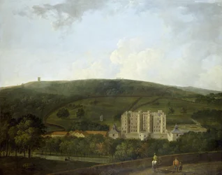 Udsigt over Elizabethan Chatsworth (olie på lærred)