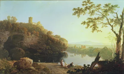 Klassisk landskab: Udsigt over Arno (olie på lærred)