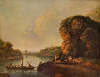 Landskab, med flod og både, c1758, 1938