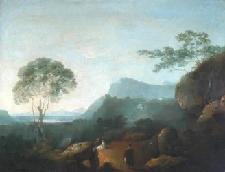 Landskab med figurer (olie på lærred)