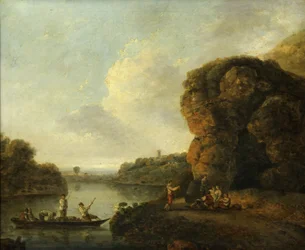På bredden af floden (olie på lærred)
