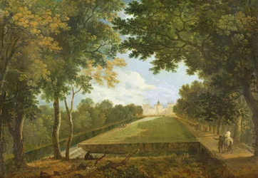 Wilton House, østudsigt, der viser den gamle indgang (olie på lærred)