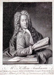 Portræt af Kellom Tomlinson (c.1690-c.1753) graveret af Francois Morellon la Cave (fl.1731-54) 1754 (gravering)