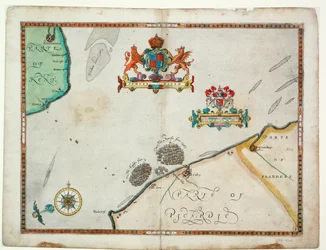 Dover til Sandwich og Blacknerse til Gravelines - Den spanske armada og den engelske flåde ud for Calais, ca. 1590 (manuskript)