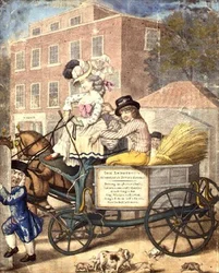 En lektion vestpå eller et morgenbesøg hos Betty Cole, Hammersmith Turnpike ca. 1782 (tryk)