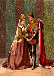 Henrik V, konge af England, bejler til Katharina af Valois, 5. akt, 2. scene, "Kong Henrik V" af William Shakespeare
