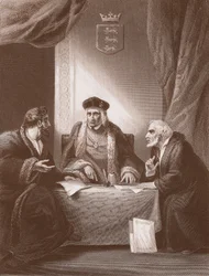 Henry VII med Empson og Dudley, graveret af A.H. Payne (litho)