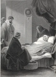 Kardinal Wolseys død, indgraveret af A.H. Payne (litho)