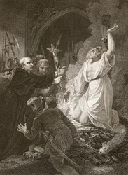 Ærkebiskop Cranmers martyrium, indgraveret af W. Bromley, illustration fra David Humes 