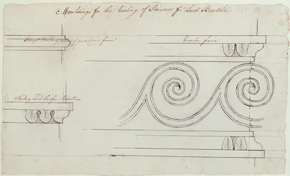 Design til lister på trappen, Headfort House, 1772 (pen og sort blæk over grafit på papir)