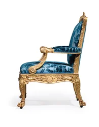 En af et par George III lænestole af forgyldt træ