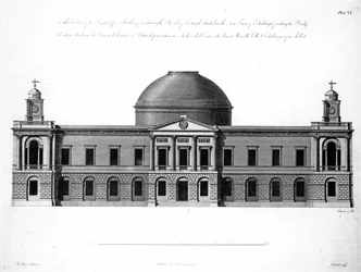 Den sydlige facade af Register House, Edinburgh, graveret af J. Roberts, 1773
