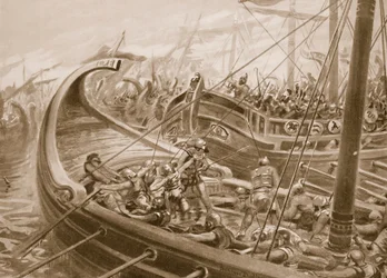Phocaen-flåden besejrer karthagerne, illustration fra 