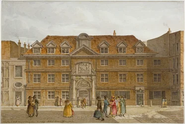 Udsigt over Blackwell Hall på King Street, City of London, 1819.