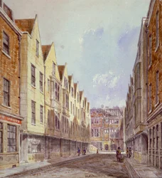 Udsigt over Great Winchester Street med Winchester Place synligt i det fjerne, London, 1839.